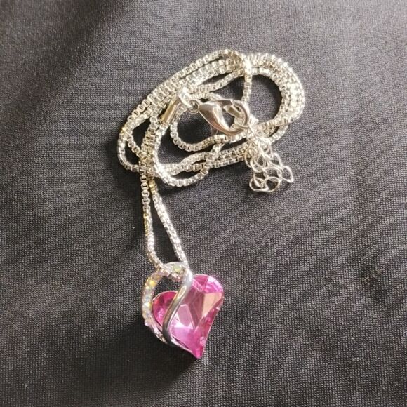 Heart Necklace with Crystal Pendant - Picture 4 of 4